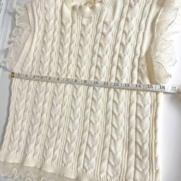 BiBi Contrast Cable Ruffle Sweater Tank - Picture 9 of 10